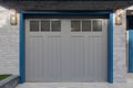 Garage door with blue trim