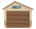 Garage door icon. Roll cartoon garage for car house storage. Metal entrance with mechanical or automatic control system