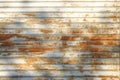 Garage door stripped texture, rusty metal panel texture background