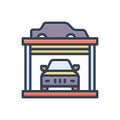 Color illustration icon for Garage, terminus and parking