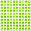 100 garage icons set green