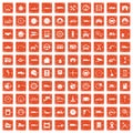 100 garage icons set grunge orange