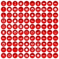 100 garage icons set red