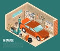 Garage Inside Isometric Illustration
