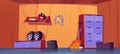 Garage interior design vector cartoon illustration Royalty Free Stock Photo