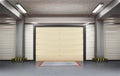 Garage interior with sectional doors