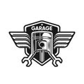 Garage logo with piston and wing vector