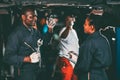 garage mechanic team working car auto service black african people professional worker together Royalty Free Stock Photo