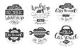 Garage Mechanic Workshop Premium Quality Retro Labels Set, Car Service Hand Drawn Badges Monochrome Vector Illustration