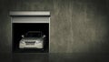 Garage with Opened Roller Door. 3D Rendering Royalty Free Stock Photo