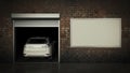 Garage with Opened Roller Door. 3D Rendering Royalty Free Stock Photo