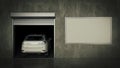 Garage with Opened Roller Door. 3D Rendering Royalty Free Stock Photo