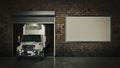 Garage with Opened Roller Door. 3D Rendering Royalty Free Stock Photo