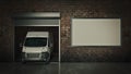 Garage with Opened Roller Door. 3D Rendering Royalty Free Stock Photo