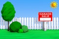 Garage Sale Board on grass Field in Low Polygons Style. 3d Rendering Royalty Free Stock Photo