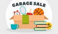 Garage sale concept banner, flat style