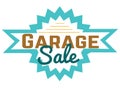 Garage sale sign advertising deals. Logotypes template with total sale vector illustration. Special offer and sell-out