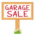 Garage sale woodboard. red cleanout icon signboard. Royalty Free Stock Photo