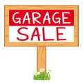 Garage sale woodboard. red cleanout vector icon signboard.