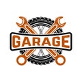 Garage. Service station. Car repair. Design element for logo, la Royalty Free Stock Photo