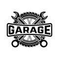 Garage. Service station. Car repair. Design element for logo, label, emblem, sign. Royalty Free Stock Photo