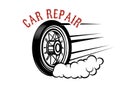 Garage. Service station. Car repair. Design element for logo, label, emblem, sign. Royalty Free Stock Photo