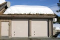 Garage with snow
