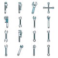 Garage wrench icons set vector color