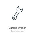 Garage wrench outline vector icon. Thin line black garage wrench icon, flat vector simple element illustration from editable tools