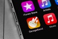GarageBand icon app on screen iPhone Royalty Free Stock Photo
