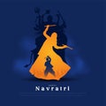 Garba Night poster for Navratri Dussehra festival of India. vector illustration design of peoples playing Dandiya dance
