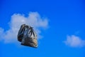 Garbage bag on blue sky background Royalty Free Stock Photo