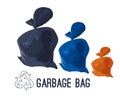 Garbage bag icons set. Rubbish, waste and trash in plastic pack. Vector Royalty Free Stock Photo