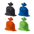 Garbage bag icons set. Rubbish, waste and trash in plastic pack. Vector Royalty Free Stock Photo