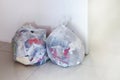 Garbage bag in the office, White garbage bag trash, Dry waste, Recyclable waste paper scrap, 3R