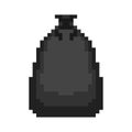 Garbage bag pixel art. rubbish black sack 8 bit. Vector illustration