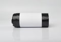 Garbage Bag Roll Isolated. Trash Package, New Rolled Plastic Bin Bags, Black Polyethylene Waste Container