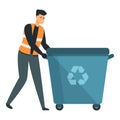 Garbage basket icon cartoon vector. Street worker