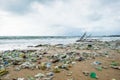 Garbage on beach, environmental pollution in Bali Indonesia. Royalty Free Stock Photo