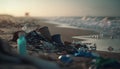 Garbage on the beach. Pollution of the environment concept. Royalty Free Stock Photo