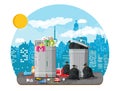 Garbage bin full of trash. Overflowing container Royalty Free Stock Photo