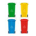 Garbage bin for recycle icons set. Rubbish, waste and trash containers. Vector