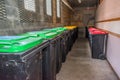 Garbage bins in the apartment building Royalty Free Stock Photo