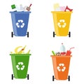 Garbage bins. Containers for different garbage. Separate collection of garbage. Royalty Free Stock Photo