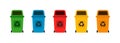 Garbage bins flat icon. Recycle rubbish concept. Vector