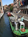 Garbage boat in Venice Royalty Free Stock Photo