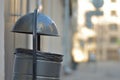 Garbage can, dustbin, rubbish-bin, Trashcan in park. Royalty Free Stock Photo