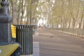 Garbage can, dustbin, rubbish-bin, Trashcan in park. Royalty Free Stock Photo