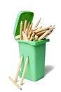 Garbage Can Full of Color Pencil Royalty Free Stock Photo