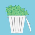 Garbage can full of money Royalty Free Stock Photo